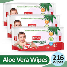 Luv Lap Baby Moisturising with Aloe Vera Baby Wipes Pack of 3 Combo